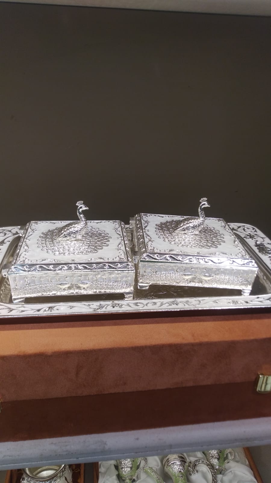 Square Peacock Bowl Set with Tray – Boxed