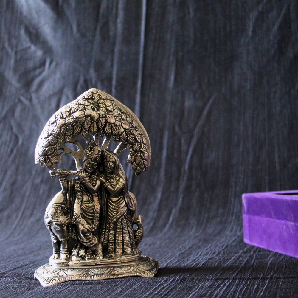Radha Krishna Under Tree Idol – 8 inch — view 8