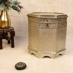 Embossed Silver Tunkey Stool — Antique silver over embossed panels