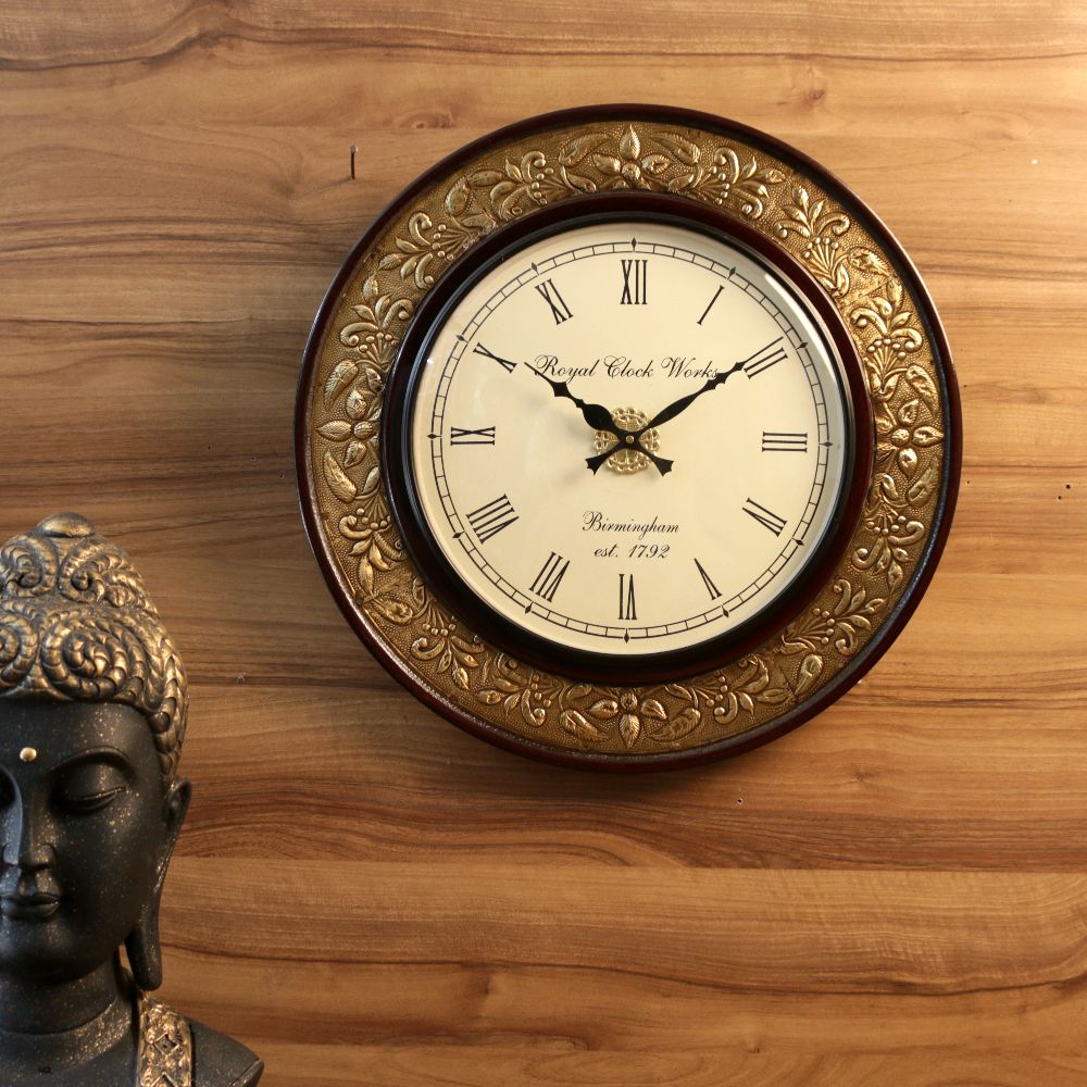 Embossed Brass-Rim Wall Clock – 12 inch — view 4