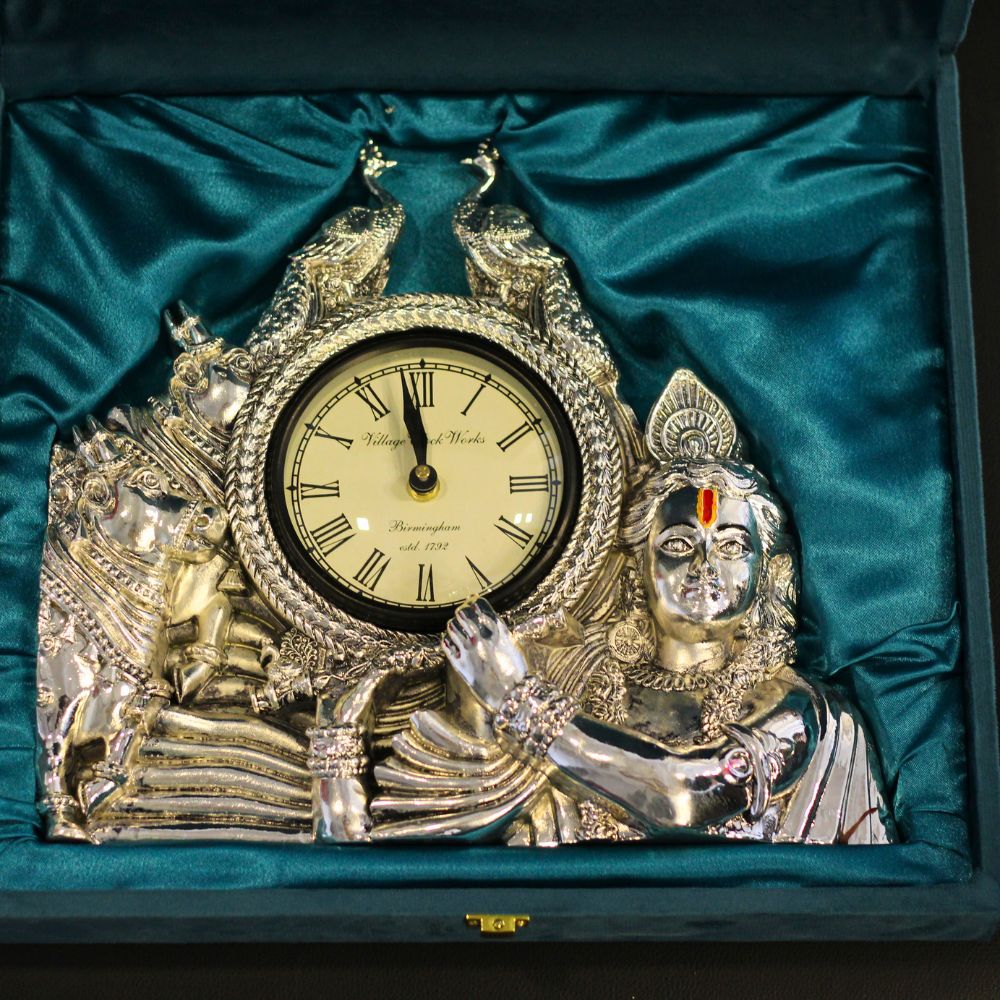 Krishna Twin Peacock Table Clock — view 2