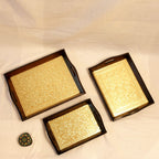 Brass Finish Tray – Set of 3 — Etched gold interior with a dark rim