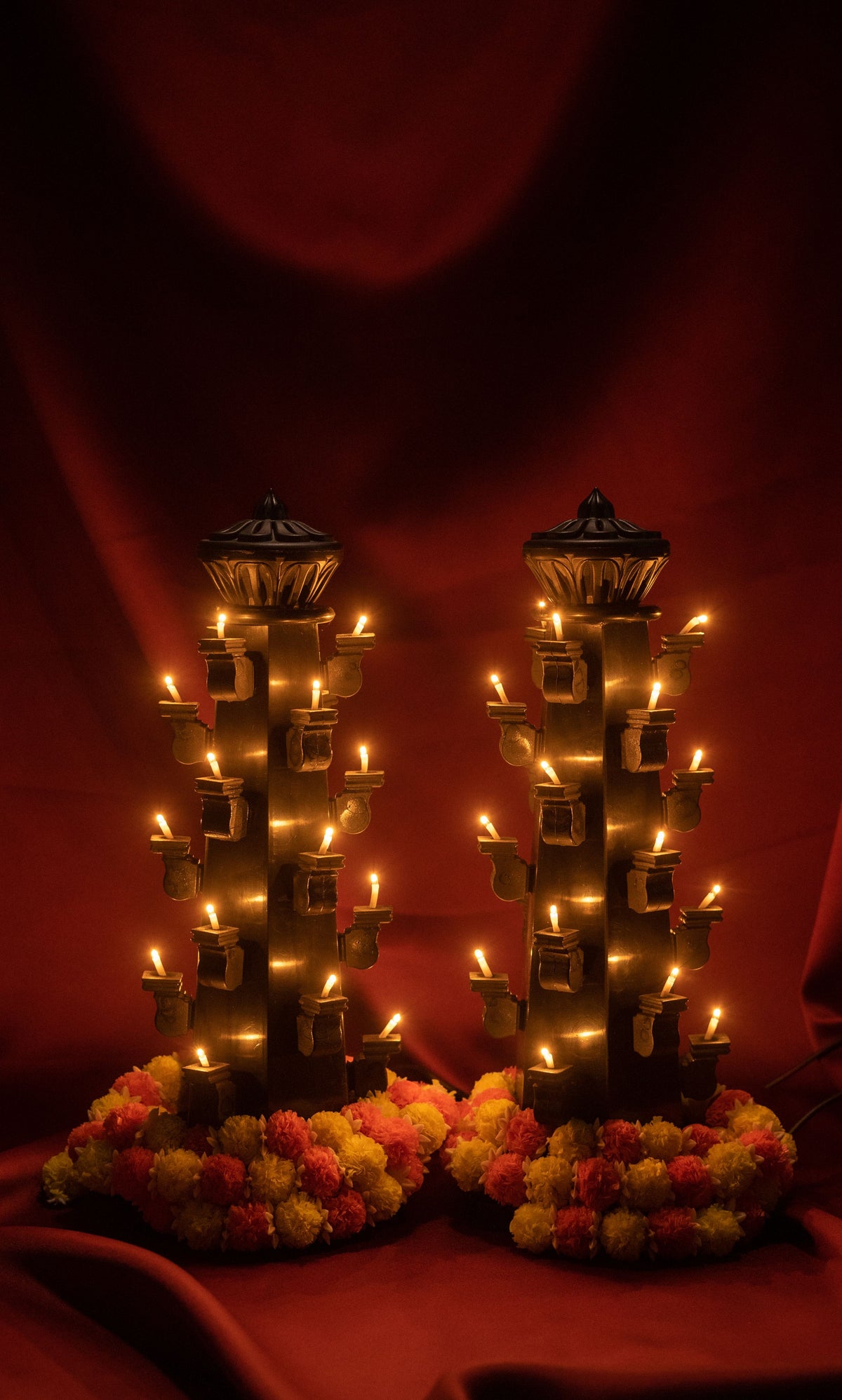 Deepmal Designs Pair of Deepmala Taper Stambhs with 21 Diyas | Ideal for Tabletop Deco ...
