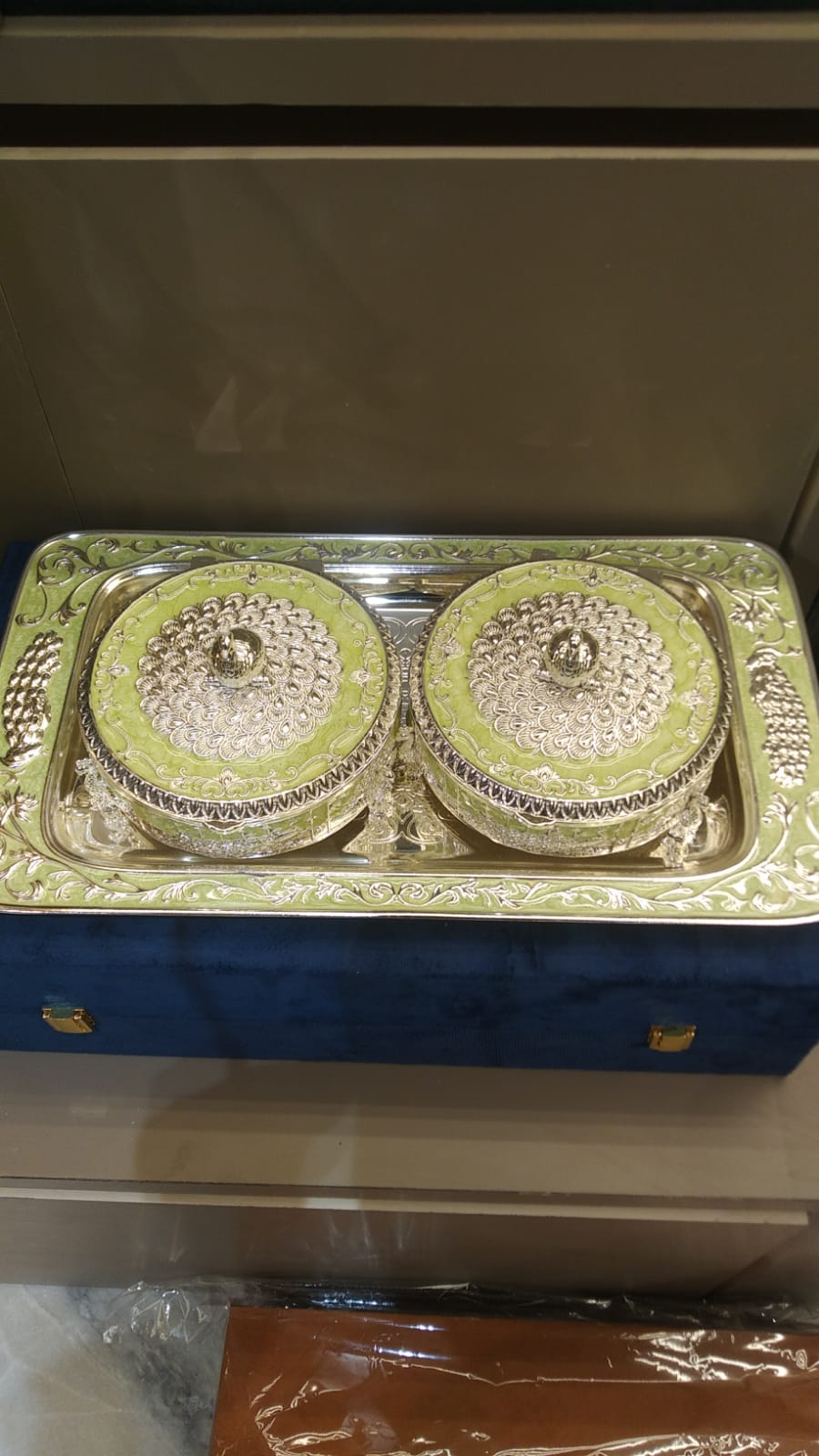 Peacock Dryfruit Bowl Set with Tray – Boxed