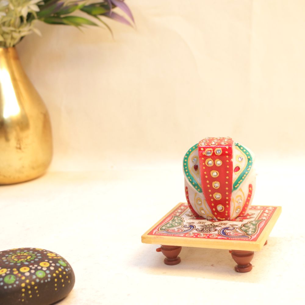Marble Ganesh Chowki – Small