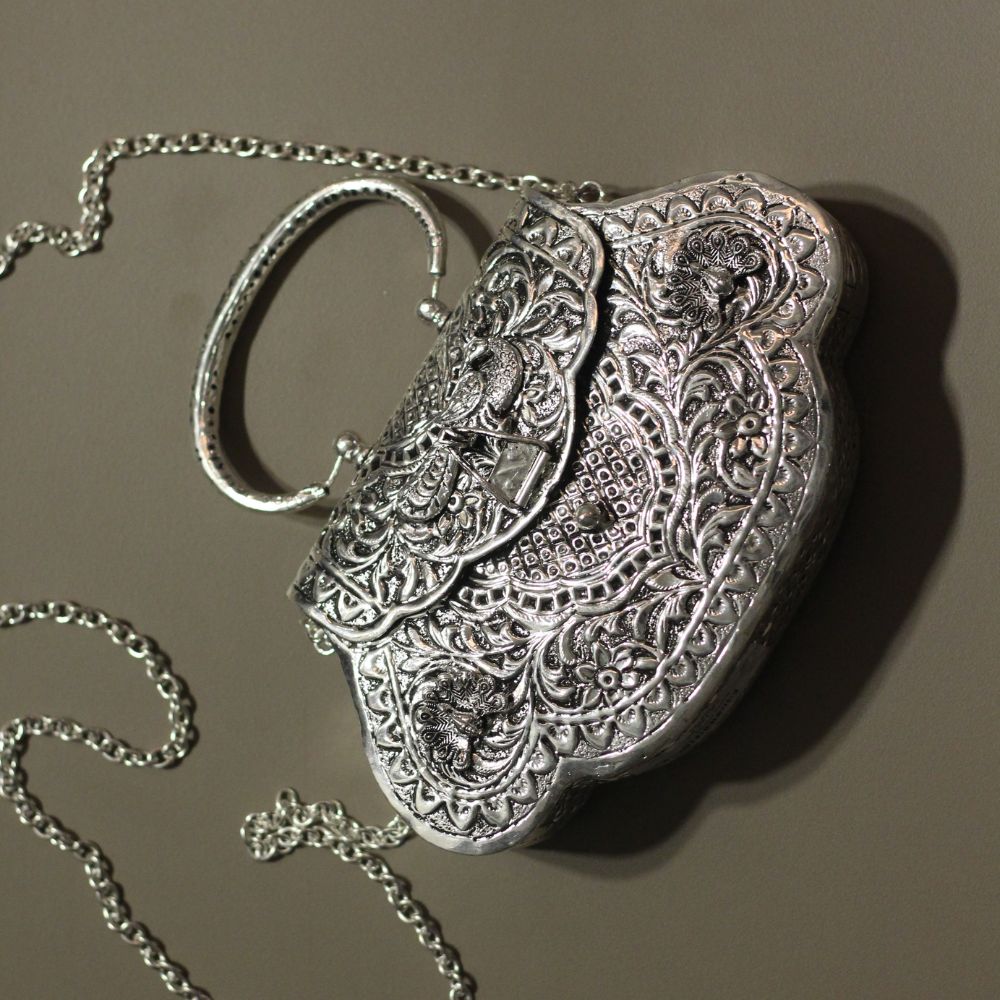 Silver-Finish Purse Showpiece