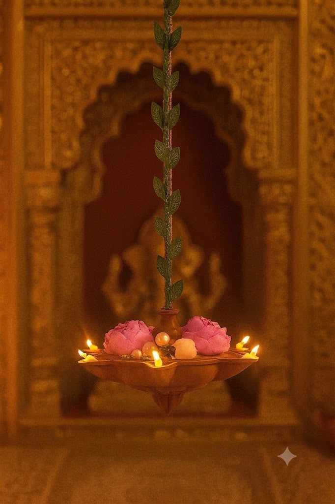Rose Pearl Hanging Diya