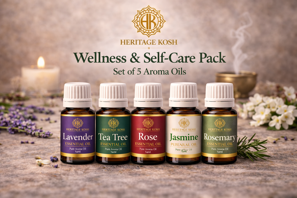 Handcrafted Wellness Self-Care Aroma Oil Set made in India – HeritageKosh