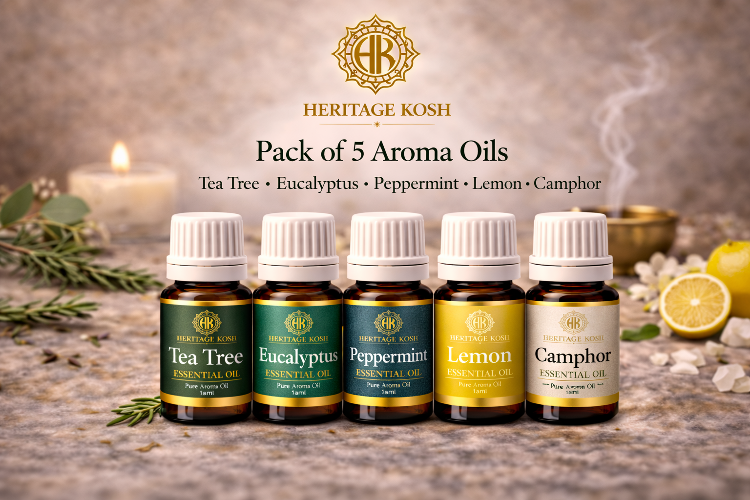 Handcrafted Functional Freshness Aroma Oil Set made in India – HeritageKosh