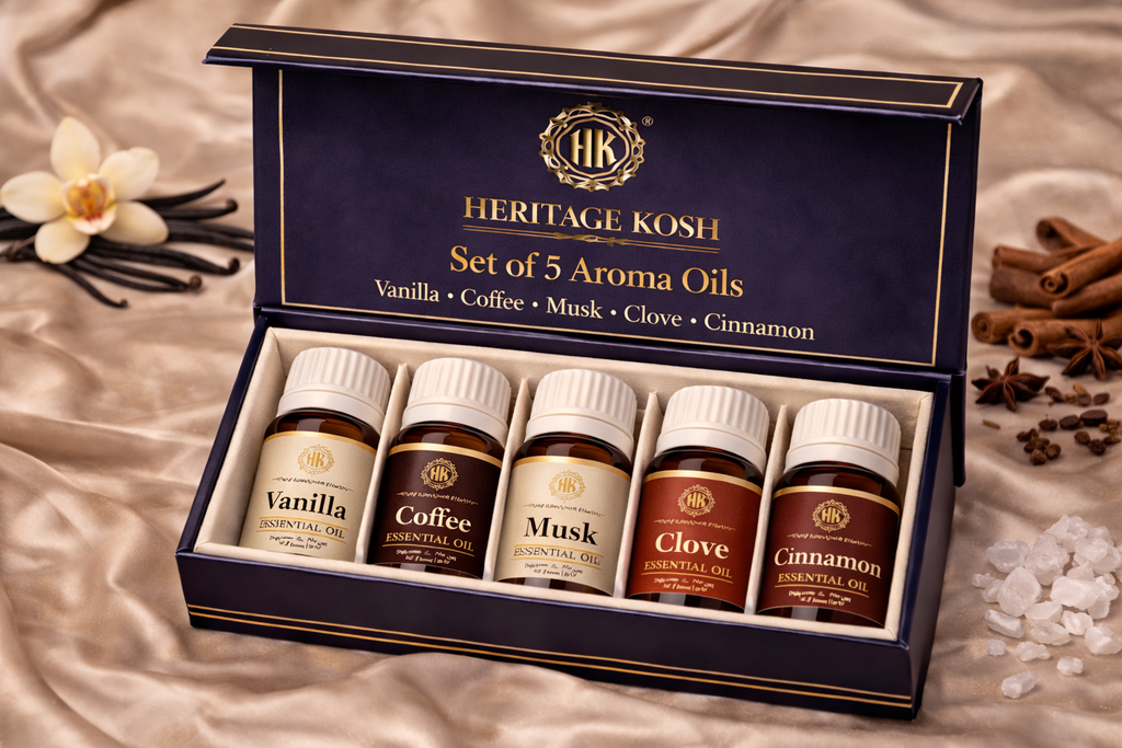 Handcrafted Festive Warm Spice Aroma Oil Set made in India – HeritageKosh
