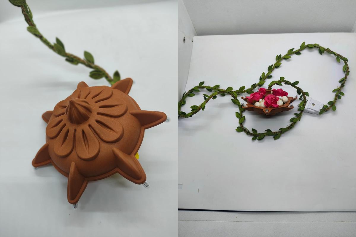 Rose Pearl Hanging Diya