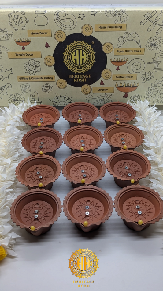 Made in India: Water Sensor LED Diyas - Pack of 12 Battery-Operated E-Diyas with Extra 36 Batteries, Warm Orange Ambient Lights for Home Decor