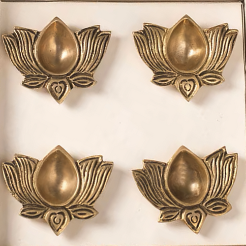 Handcrafted Brass Kamal Diya Set of 4 made in India – HeritageKosh