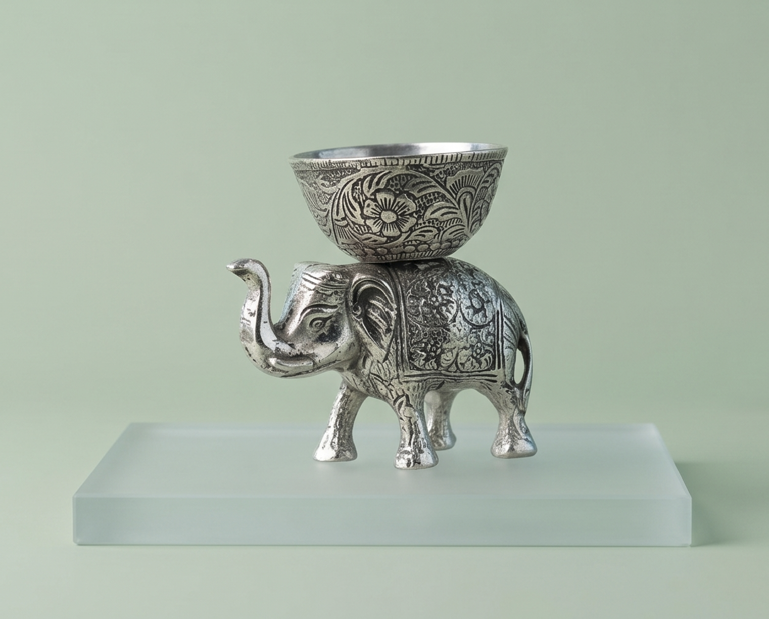 Elephant Bowl Stand – Silver Finish