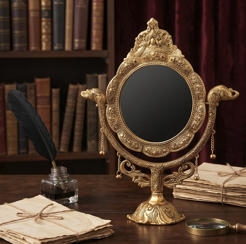Elephant Table Mirror – Gold Finish, 16 inch