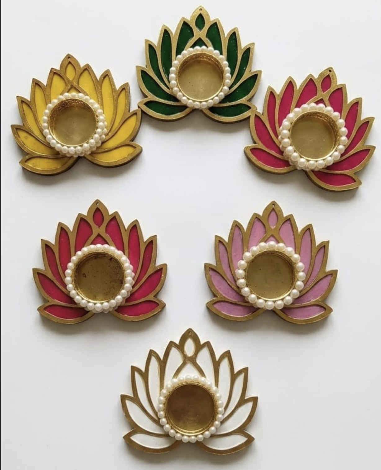 Pearl Lotus Tea Light Holder - Set of 6