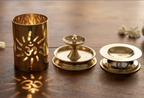 Aroma Burner Gift Set – Brass Burner with Rose & Lavender Aroma Oils in the Velvet Box