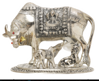 Krishna with Cow Plaque – Silver Finish