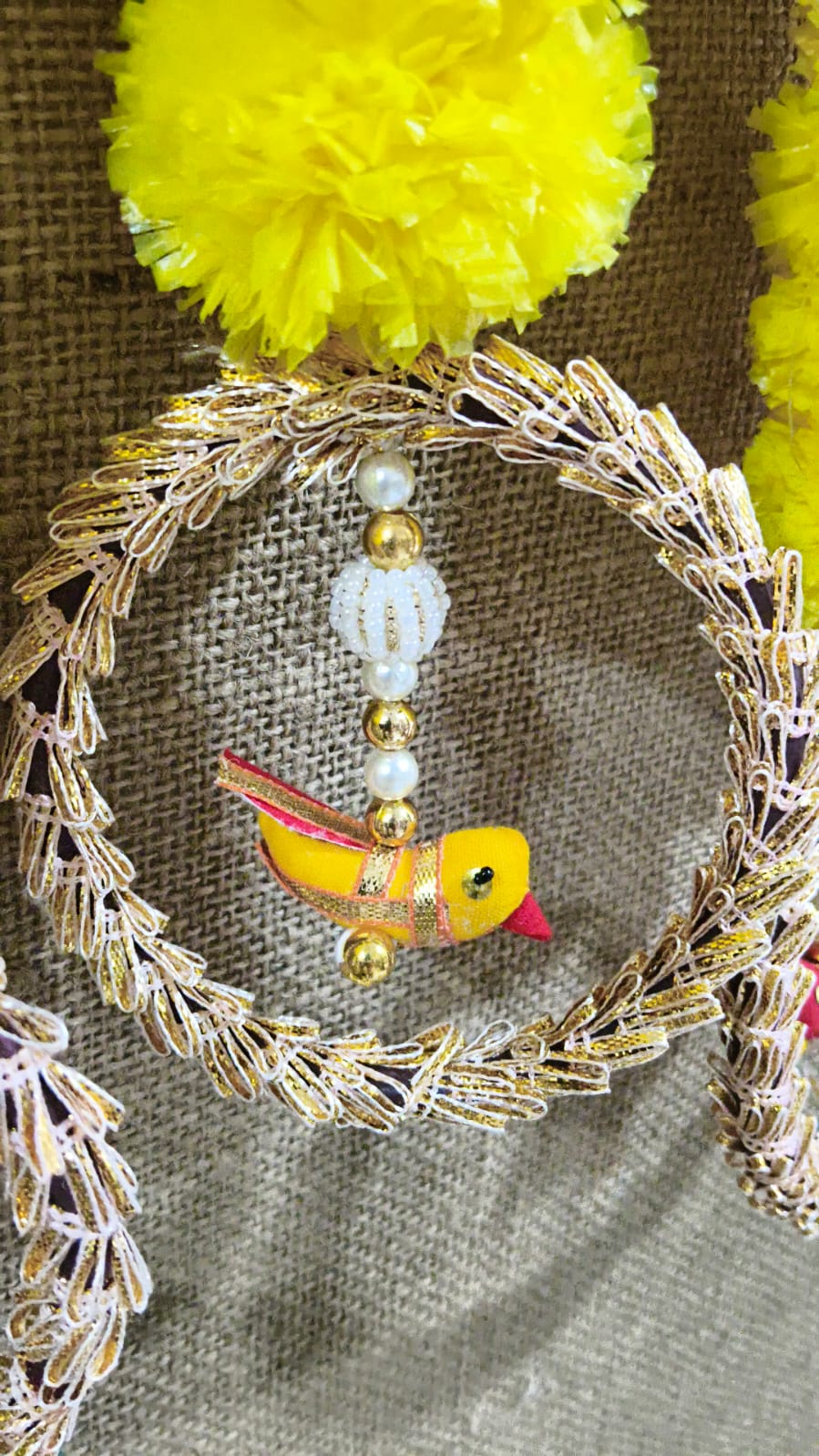 Traditional Yellow Marigold Hangings – Set of 6