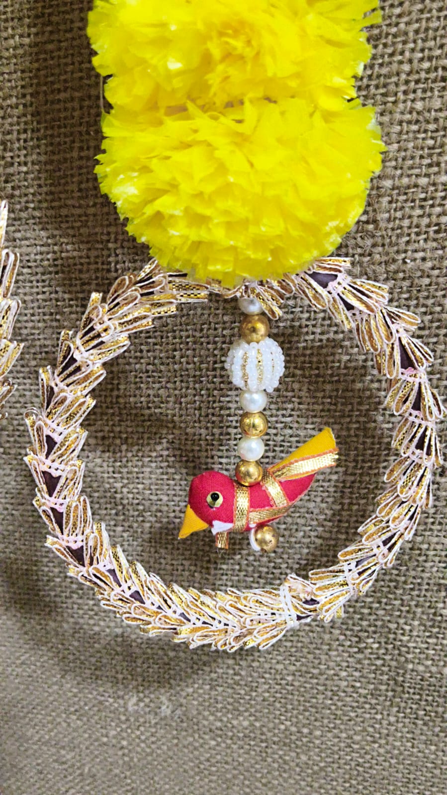 Traditional Yellow Marigold Hangings – Set of 6