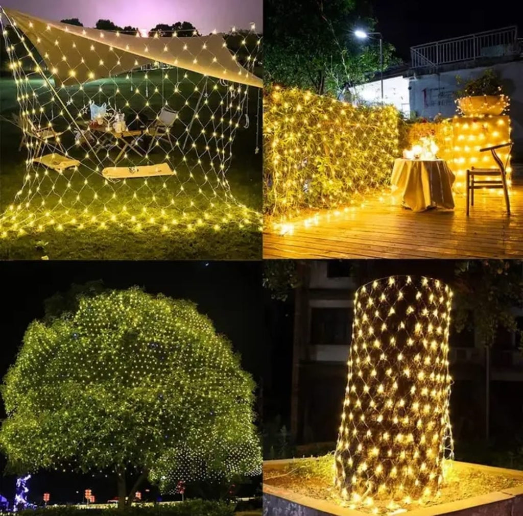 Warm white LED net lights for wedding backdrop and party decor