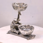 Elephant Twin Bowl Stand – Silver Finish — view 4
