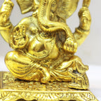 Seated Ganesha Idol – Gold Finish, 5 inch — view 2