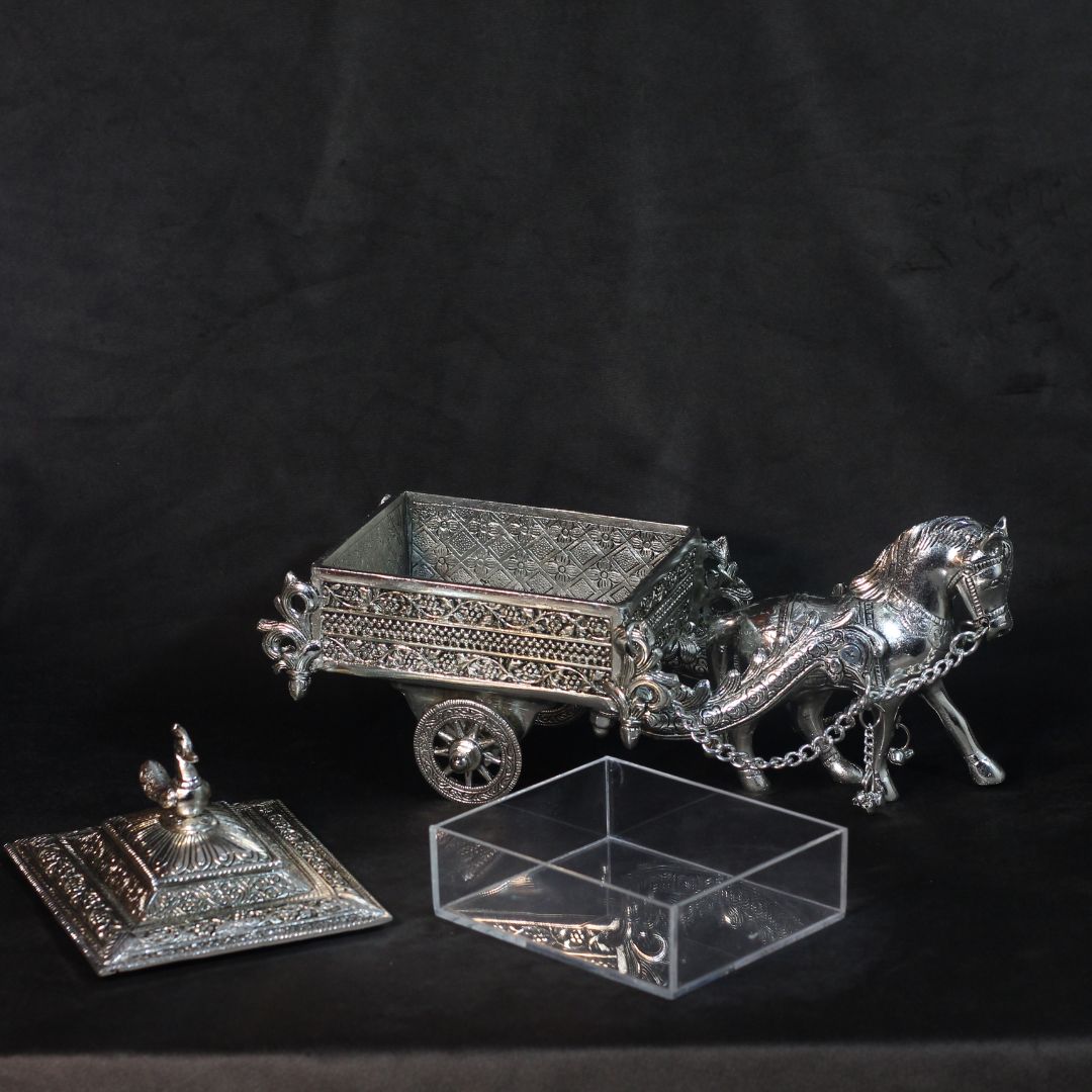 Silver-Finish Horse Cart Showpiece — view 4