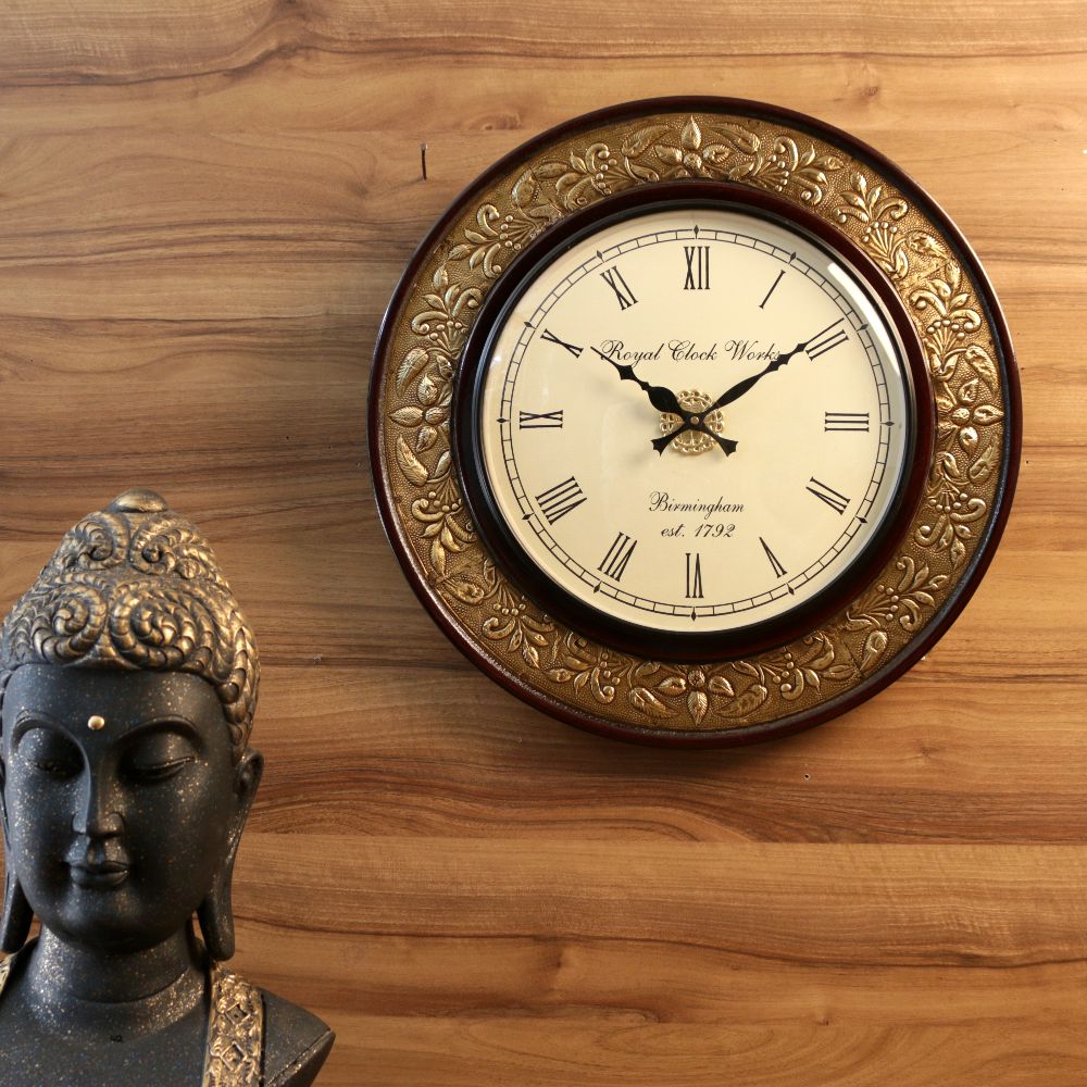 Embossed Brass-Rim Wall Clock – 12 inch — view 3