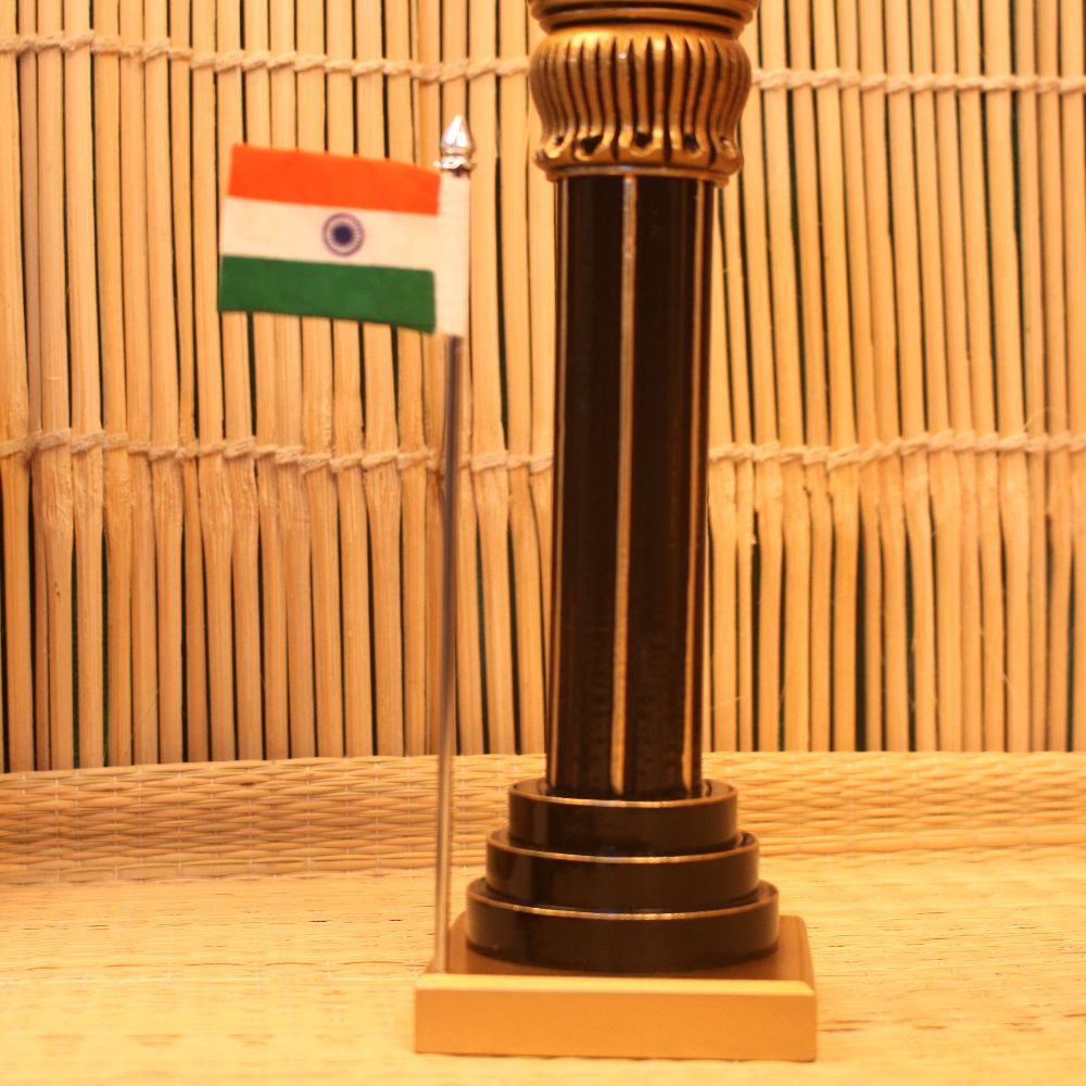 Wooden Ashok Pillar with Flag – 12 inch — view 5