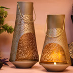 Bottle Lantern – Set of 2 — Antique gold tone