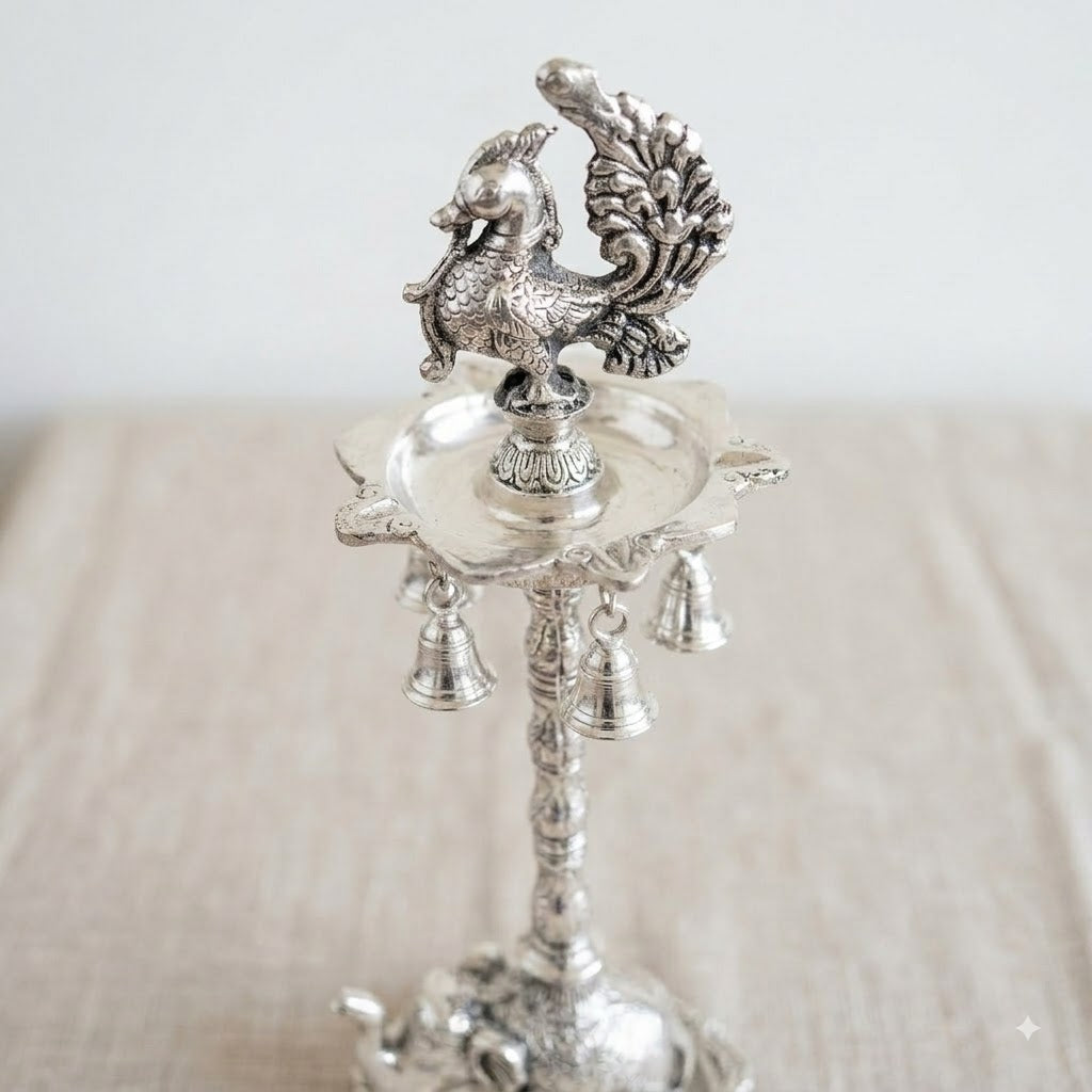 Elephant Peacock Samai Oil Lamp – Large