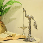 Standing Peacock Oil Lamp with Bell – 12 inch — view 5