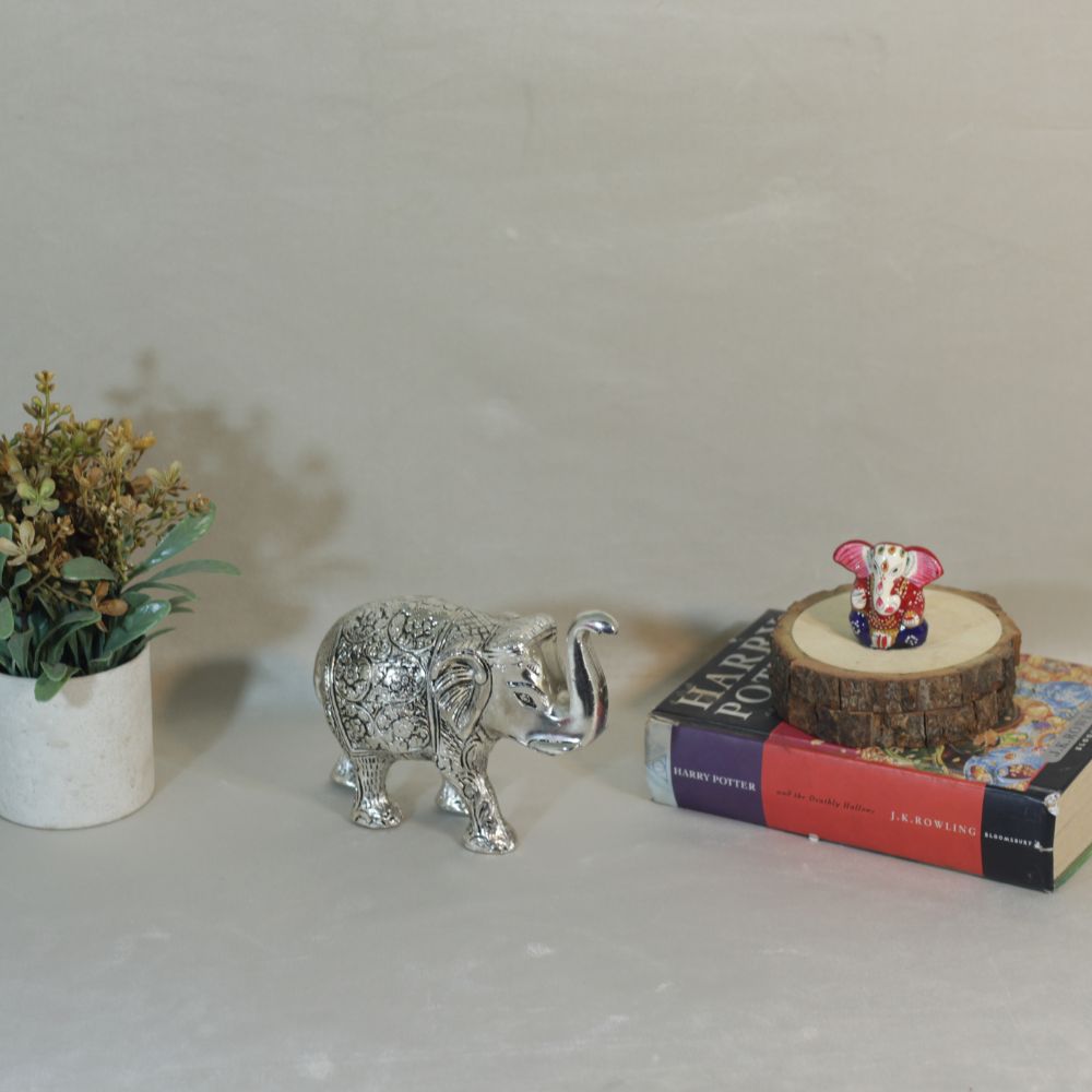 Silver-Finish Elephant Figurine – Small — view 6