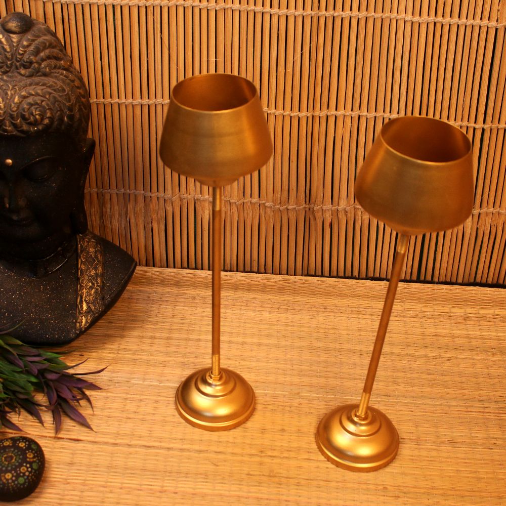 Standing Planter – Set of 2 — Antique gold tone