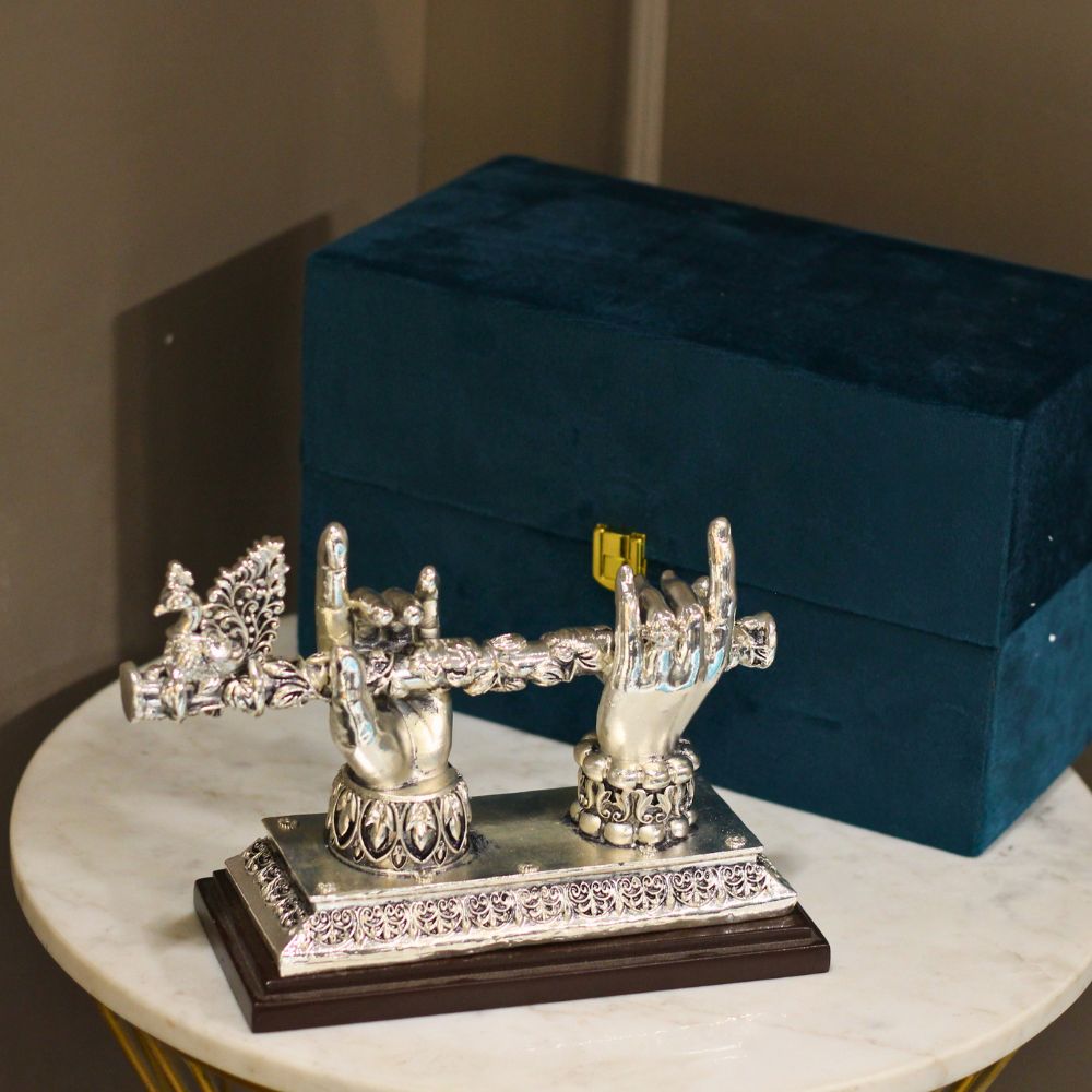 Radha Krishna Hand Stand – Silver Finish