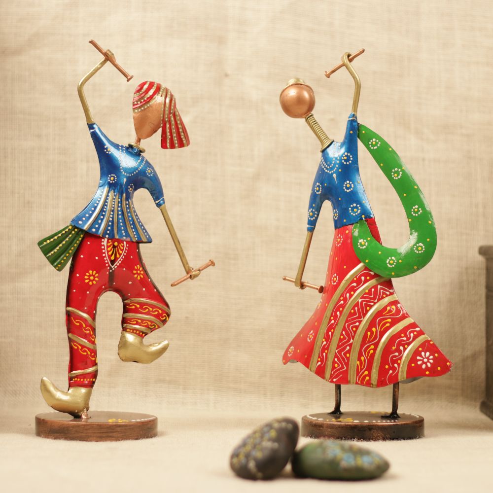Dancing Dandia Couple – Set of 2, Red — view 4