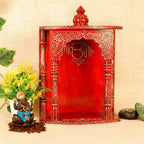 Handcrafted Wooden Nag Mandir — Red with white hand-painted detailing