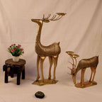 Painted Deer Candle Stand – Set of 2 — Antique gold with hand-painted colour detailing