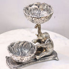 Elephant Twin Bowl Stand – Silver Finish — view 6