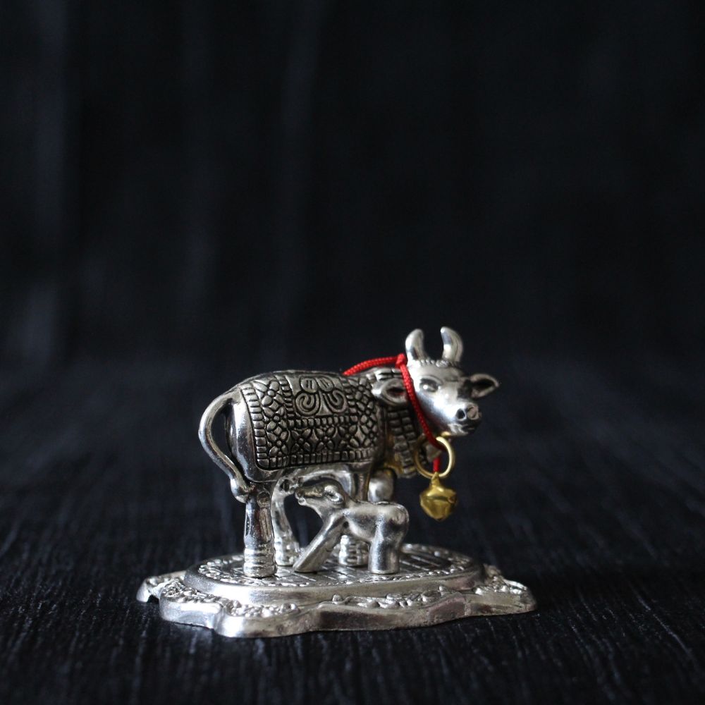 Silver-Finish Cow and Calf Idol – Small — view 5