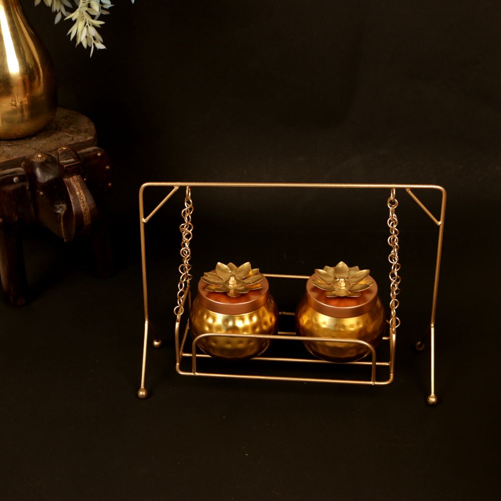 Jhula Matki Set on Golden Swing Stand — view 2