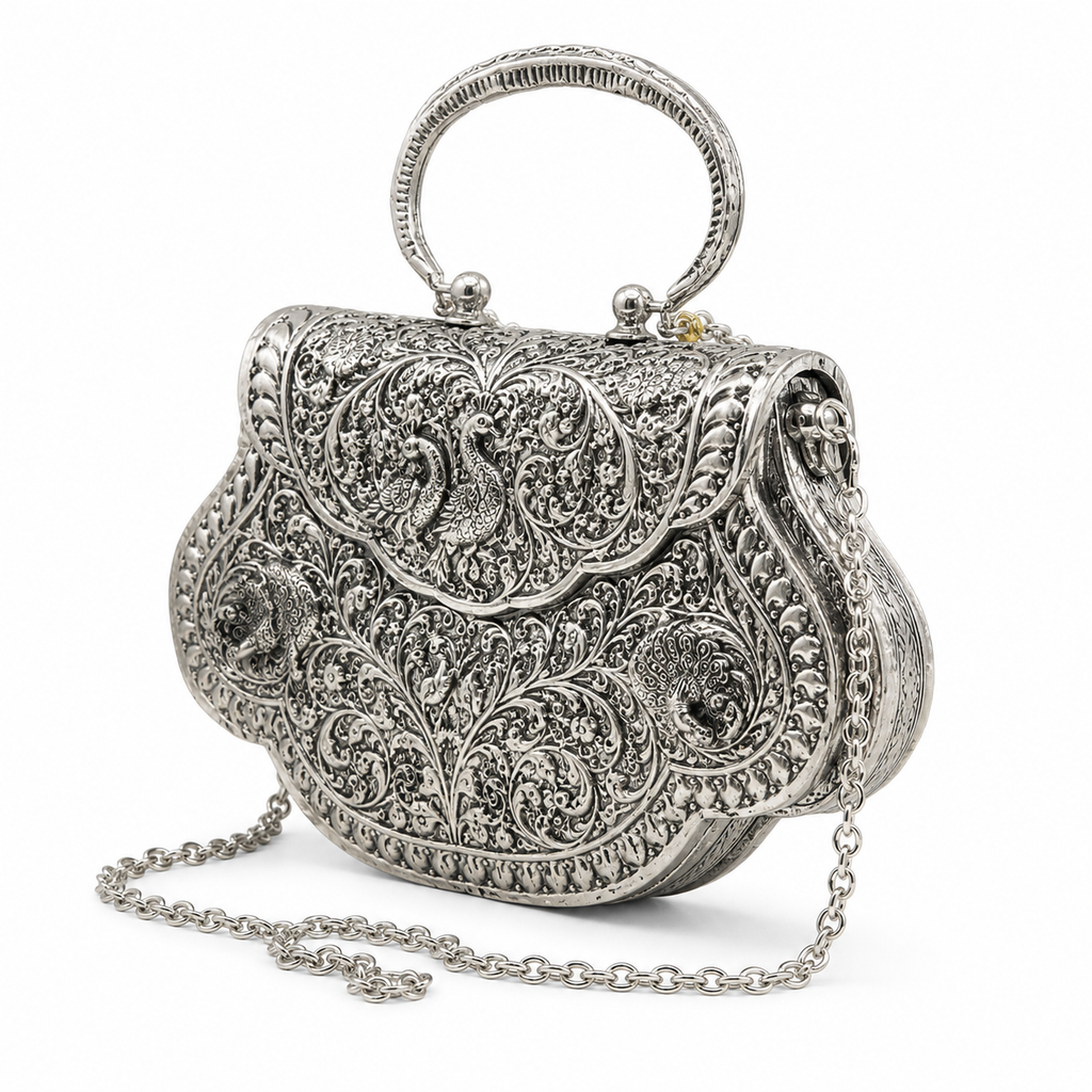 Silver-Finish Purse Showpiece