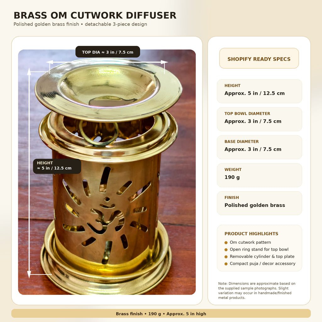 Aroma Burner Gift Set – Brass Burner with Rose & Lavender Aroma Oils in the Velvet Box