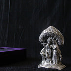Radha Krishna Under Tree Idol – 8 inch — Antique silver tone