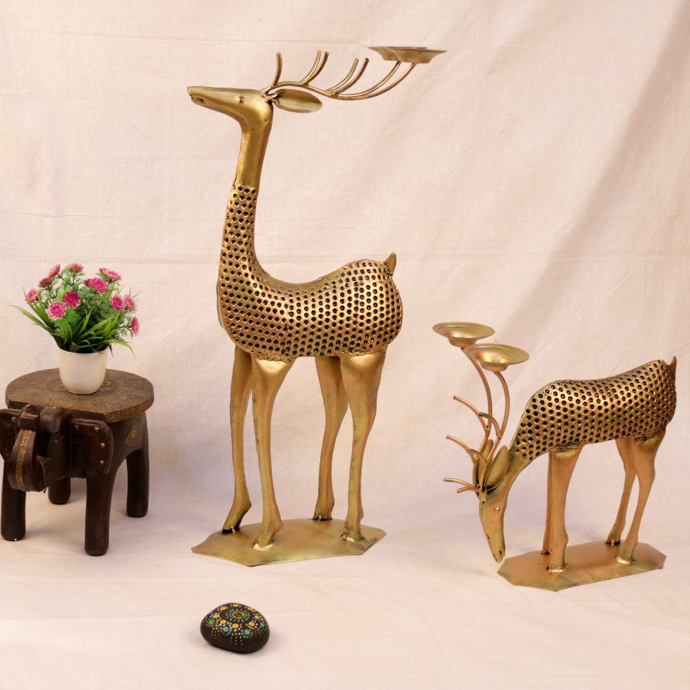 Painted Deer Candle Stand – Set of 2 — view 2