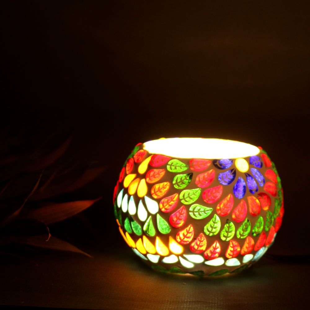 Round Mosaic LED Candle Holder