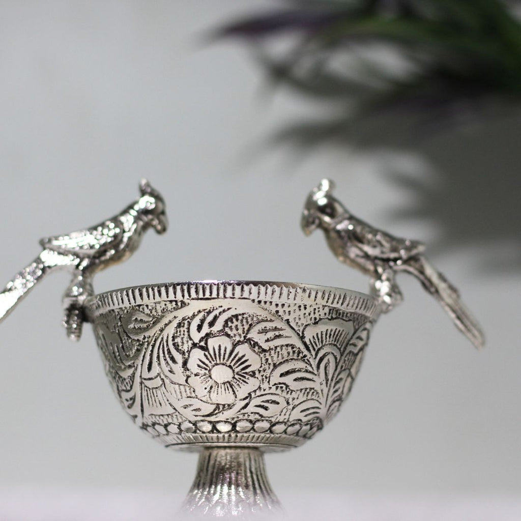 Silver-Finish Parrot Bowl