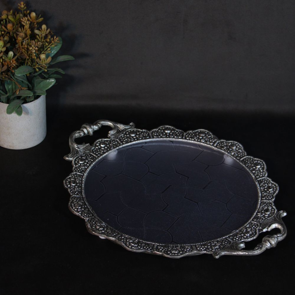 Oval Serving Tray with Peacock Handles – 11 inch — view 5