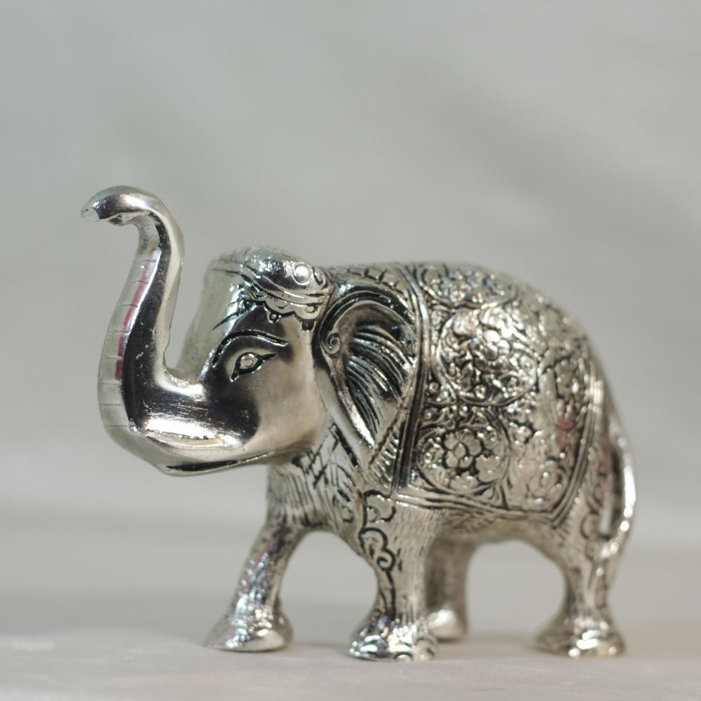 Silver-Finish Elephant Figurine – Medium — view 5